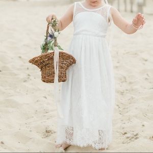 Lace Flower Girl Dress, White
